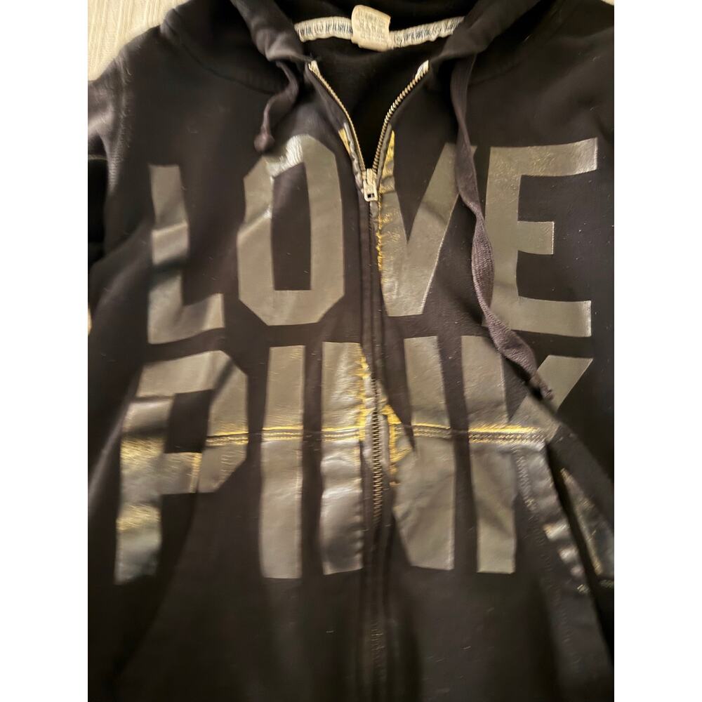 Victoria's Secret PINK Black Gold Sequined Leopard 86 Full Zip Hoodie Size Large - Picture 2 of 6